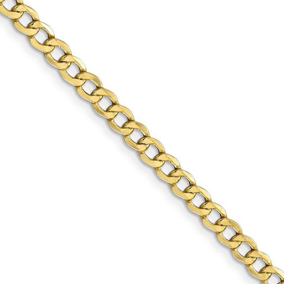 4.3mm 10k Yellow Gold Hollow Curb Link Chain Necklace 18 Inch